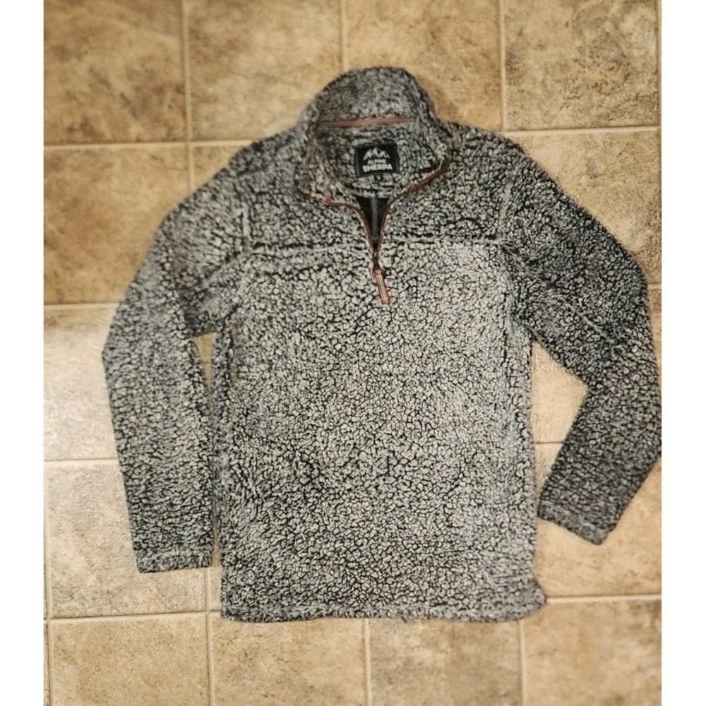 Sherpa Pullover Womens Small ‎ Gray Soft Cozy winter wear Pockets 1/4th Zip, EUC